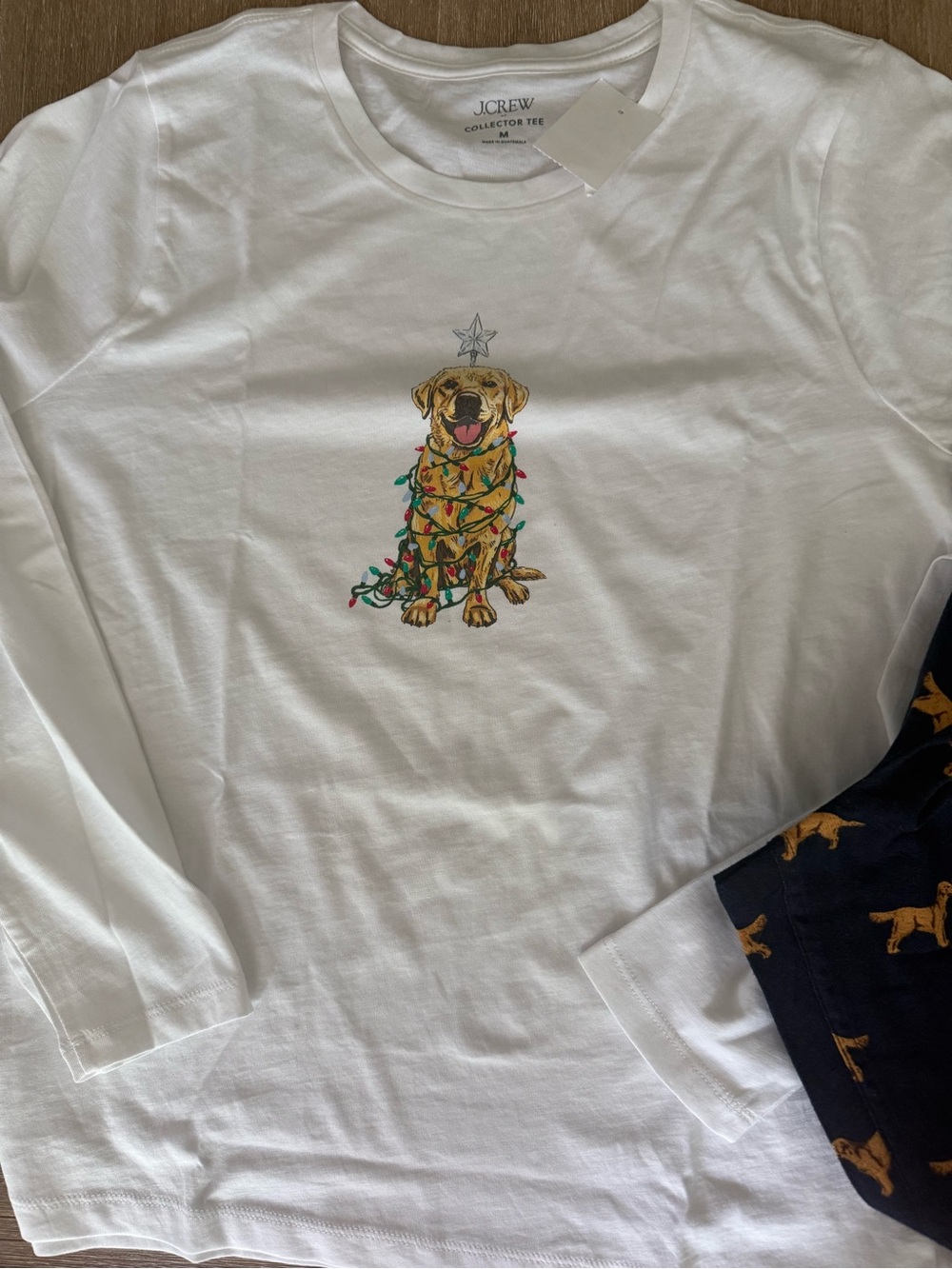 J. Crew Factory Women’s Holiday Lights Sleep Retriever Dog 2PC Pajama set Med - Picture 3 of 7